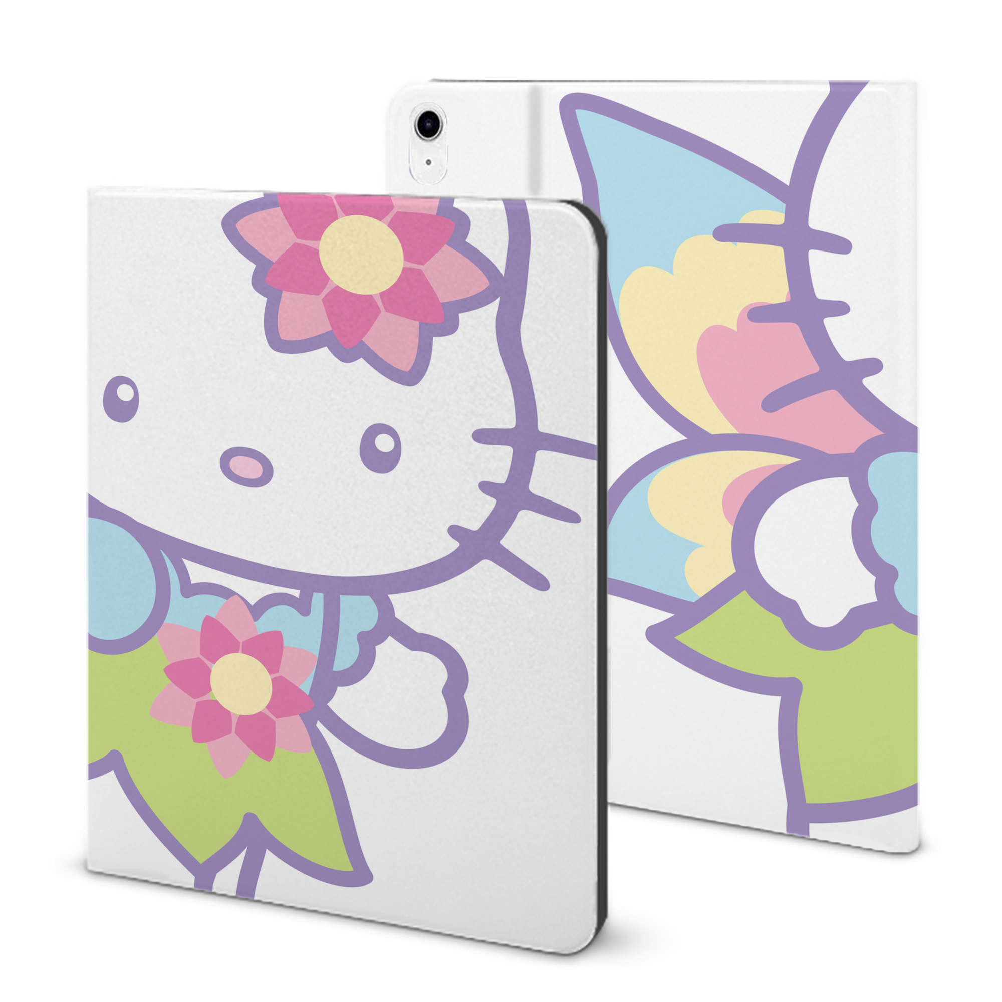 （画像用） Hello Kitty ハローキティ IPad ケース ブック型 PUレザー TPU 耐衝撃 軽量 薄型 ペン収納なし 全面保護 IPad 各モデル対応